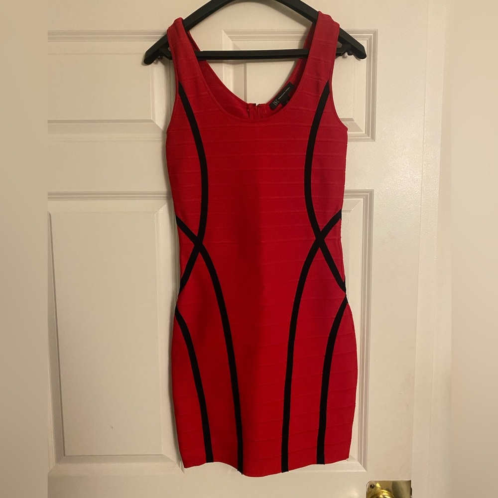 INC International Concept Red Voltage Boycon Dress